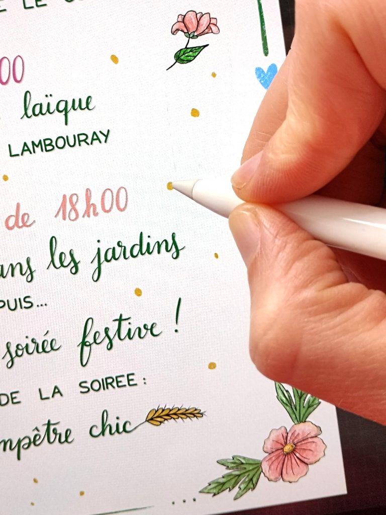 Création d'un faire-part de mariage sur-mesure avec une écriture manuscrite par Camille F créations