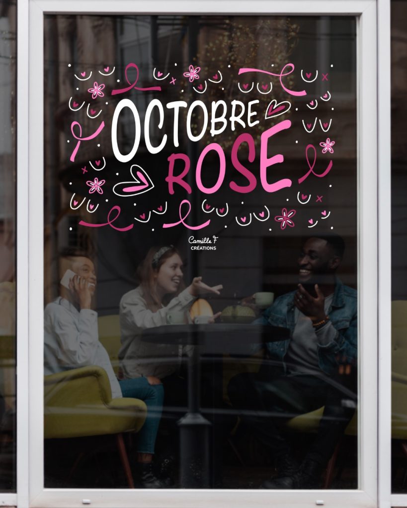 Peinture sur vitre pour Octobre Rose