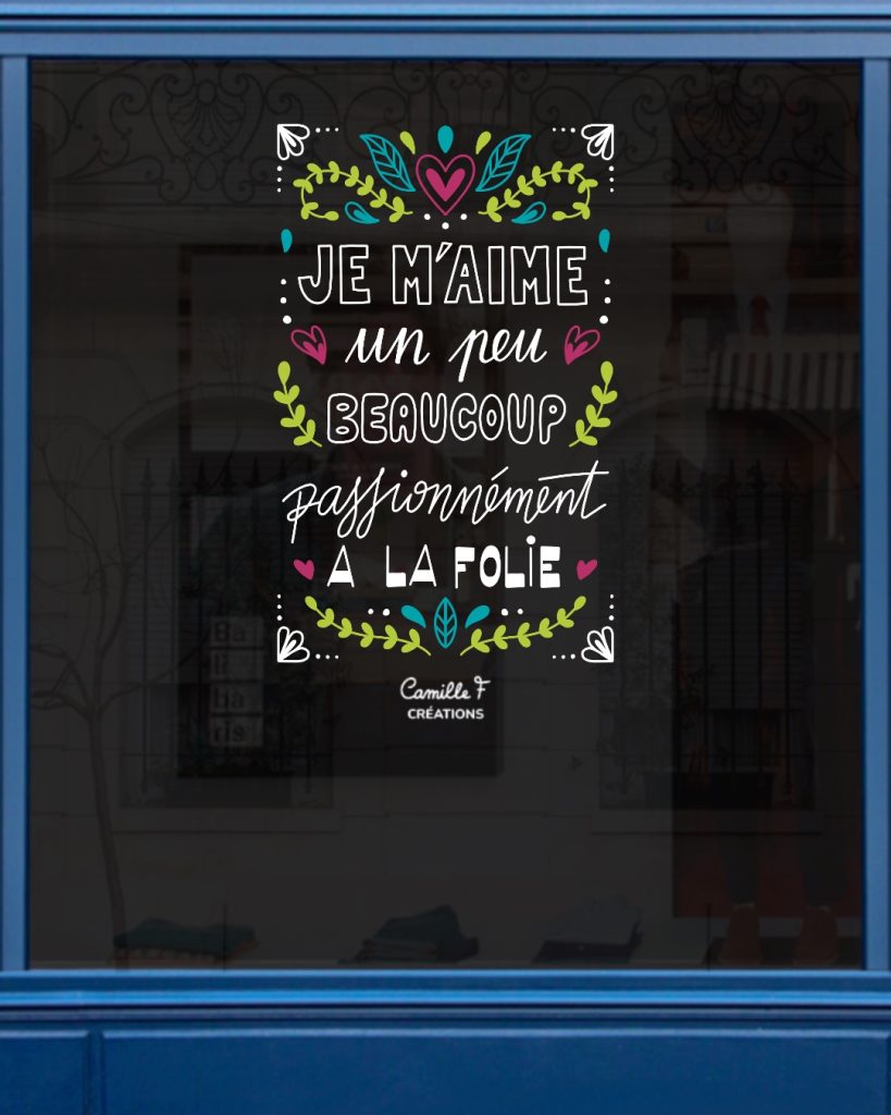 Peinture sur vitrine pour la Saint-Valentin par Camille F créations
